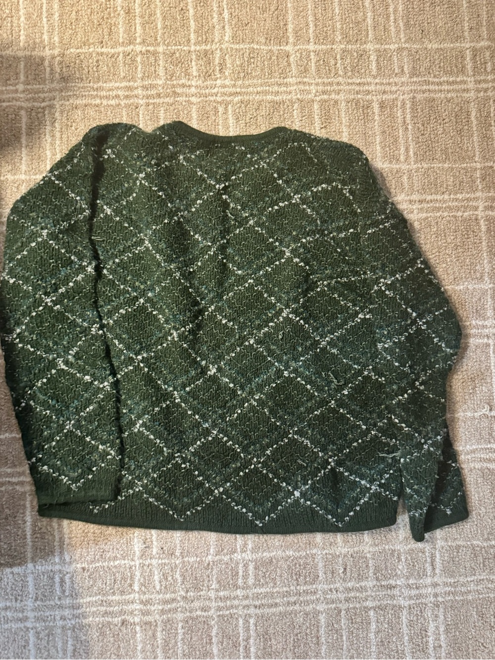 Christopher & Banks Dark Green Diamond-Pattern Crewneck Sweater